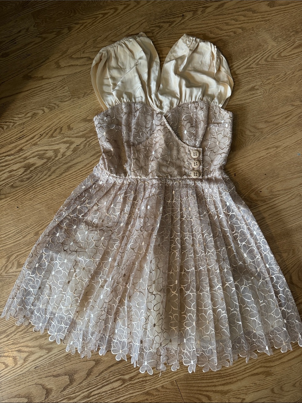 Frock by Tracy Reese Dress Cream and Light Brown Floral Lace Dress